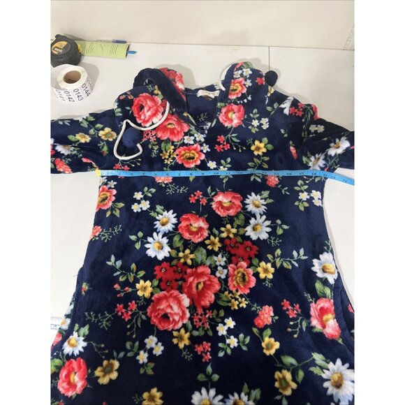 Shefly Floral Fleece Hoodie w/ Pompon Drawstring Women's Size M - Picture 6 of 8